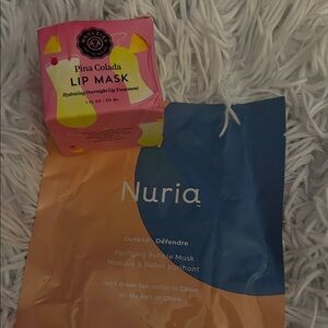 Blue and Tan Purifying Bubble Mask Pina colada lip mask